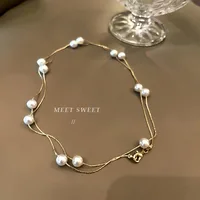 Collier de perles coréen Double couche, personnalisé, à la mode, clavicule pour femmes, collier de perles, Banquet de vacances, bijoux cadeau pour filles 3