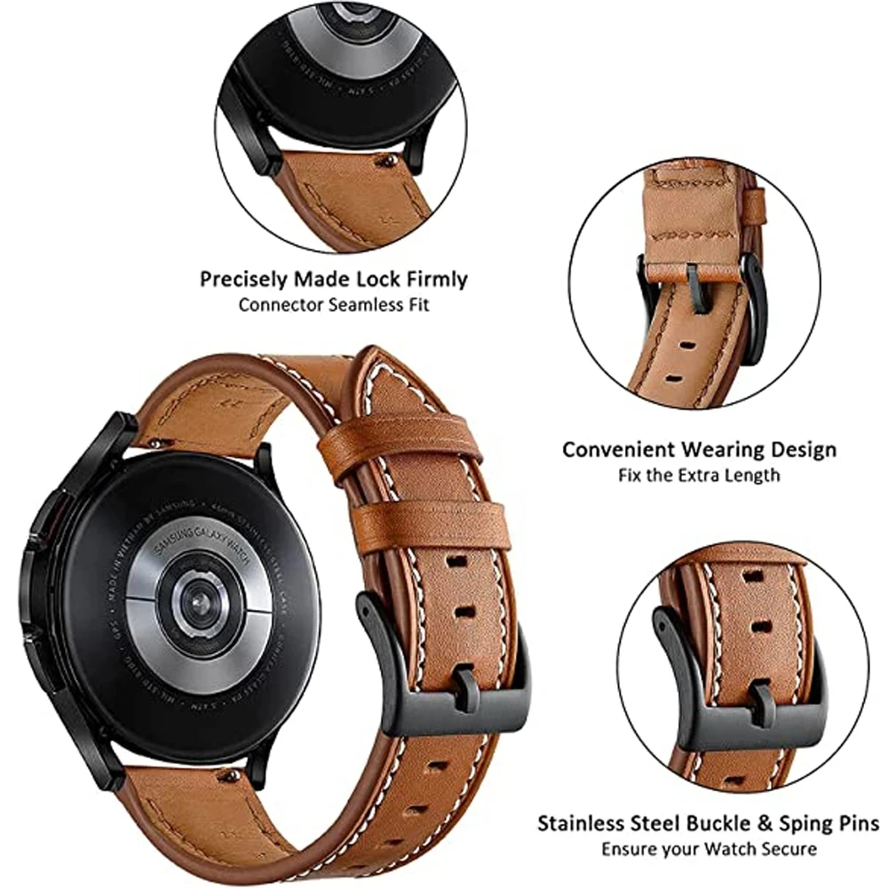 Premium Leather Watchband - 22mm Replacement Strap