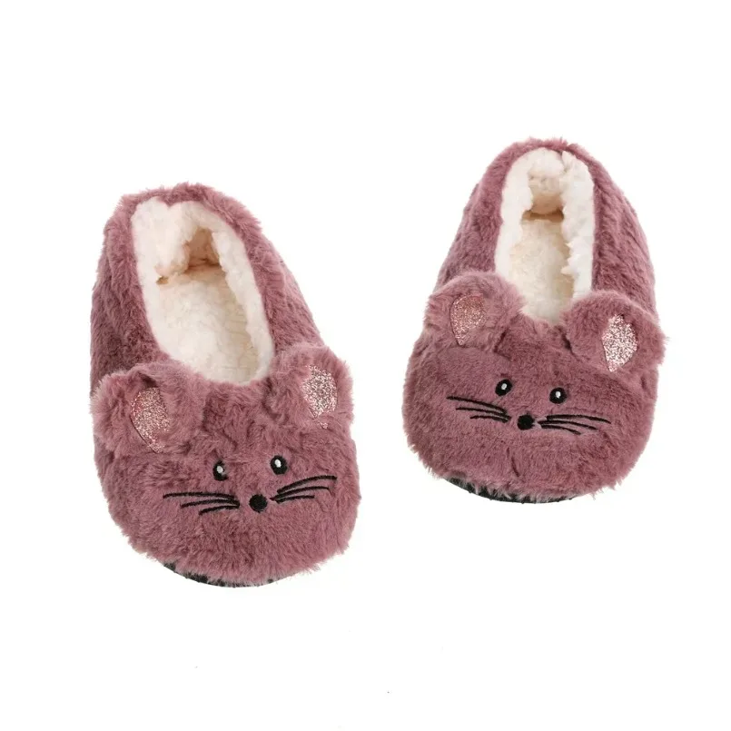 Cozy Women's Winter Plush Fur Slippers with Soft Grip Sole and Heart Design