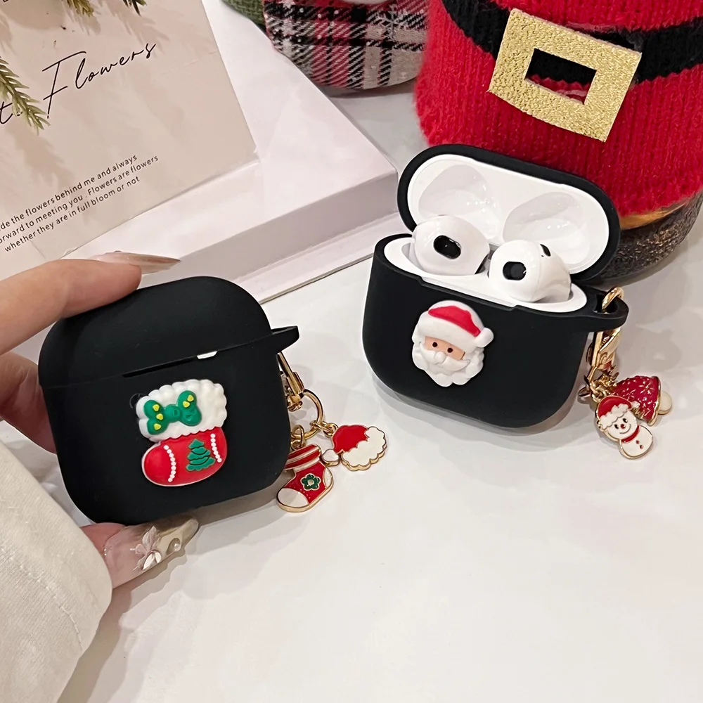 Black Silicone Christmas Earphone Case for AirPods