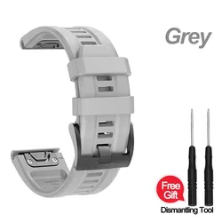 Premium Soft Silicone Watch Band Strap - 26MM/22MM Easyfit Wristband - QuickFit 26mm (Grey)