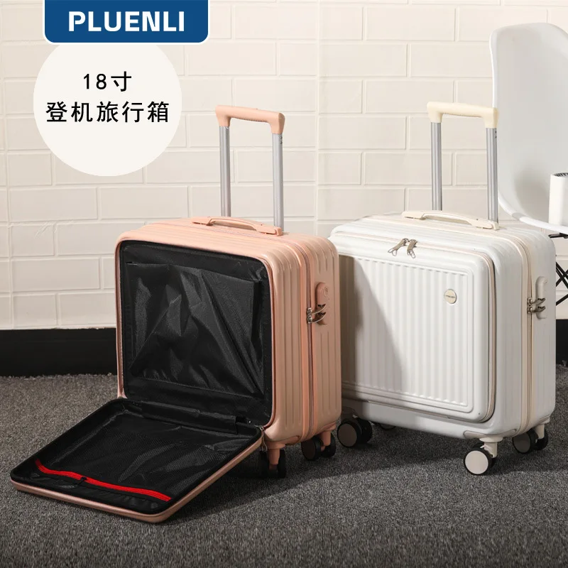 

PLUENLI Suitcase Boarding Men Universal Wheel Aluminium Trolley Case Small Size Light Password Lock Women Travel Luggage Case