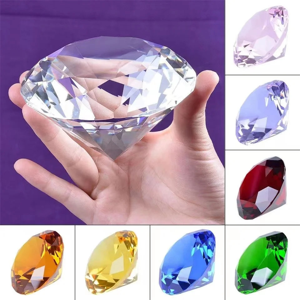 QIANCHANG 8-Color Crystal Diamond Paperweights - 30mm Faceted Glass Gems For Wedding & Home Decor