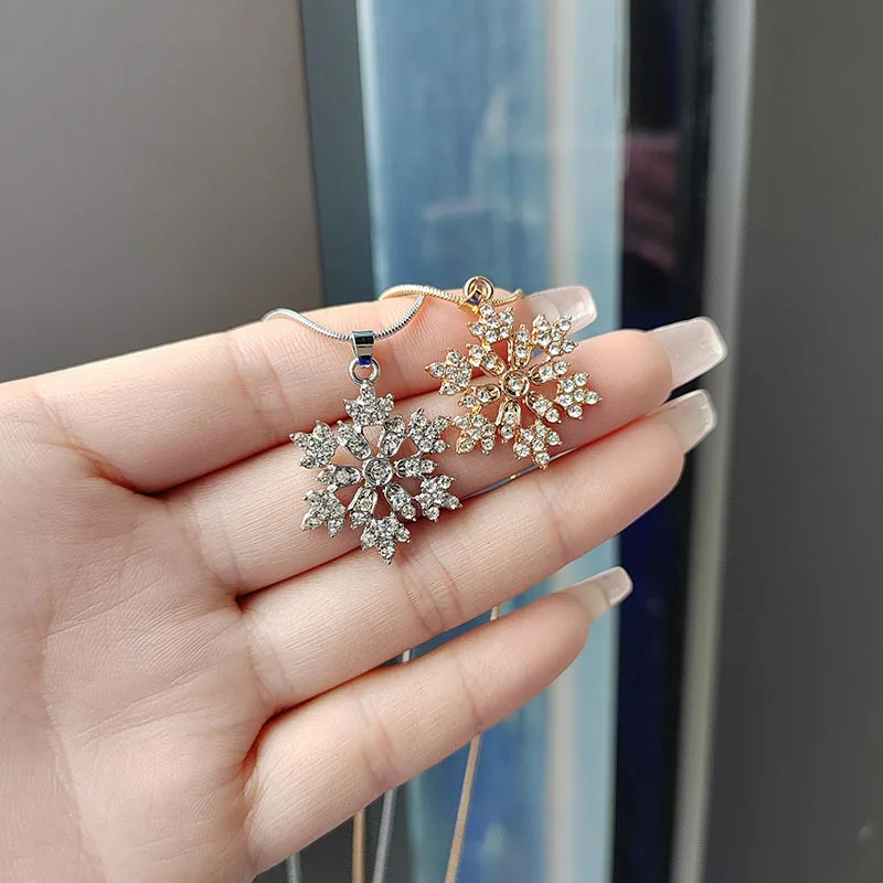 Collana Di Natale In Argento 925 Con Fiocco Di Neve E Pupazzo Di Neve | Ciondolo Invernale Regalo Per Donne