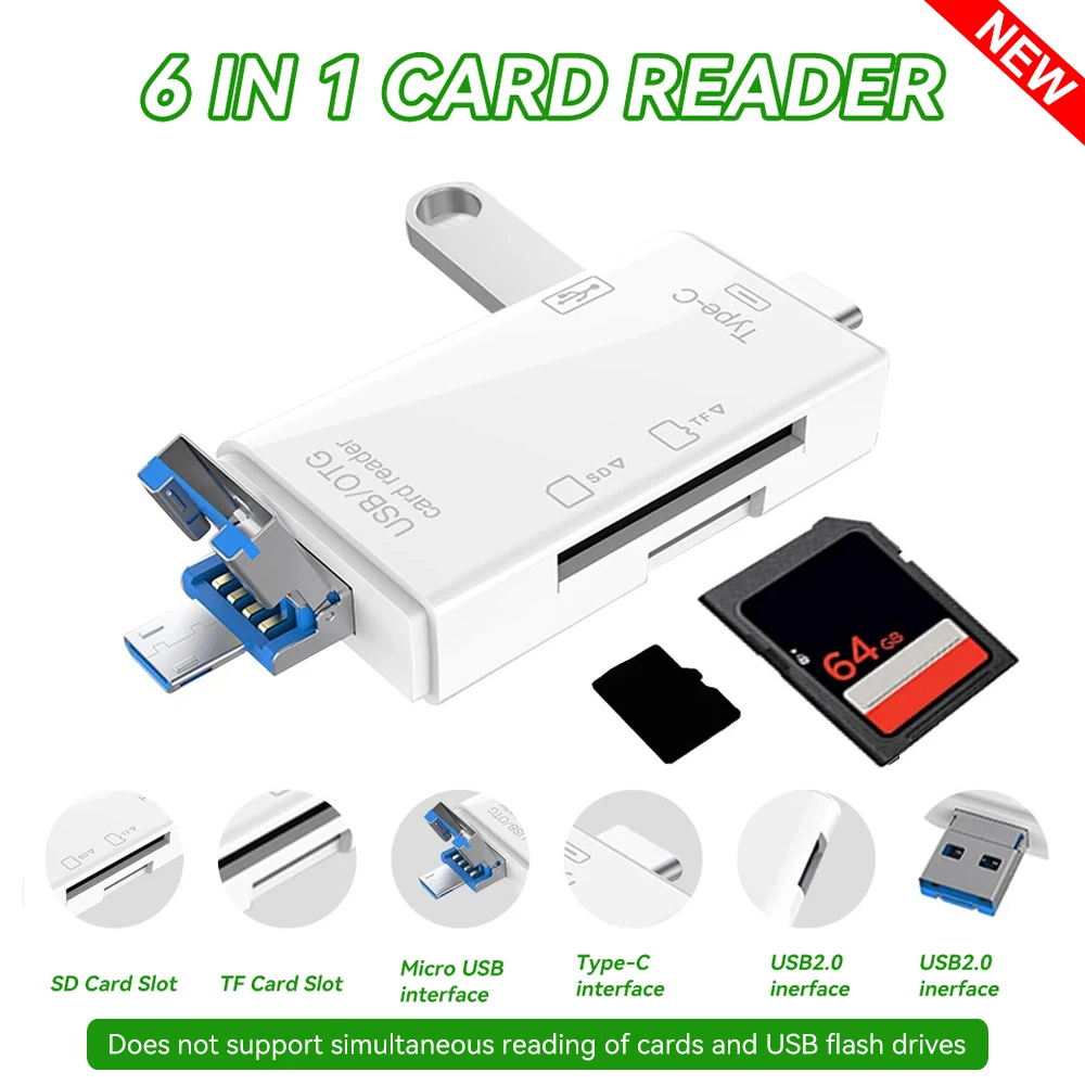 Universal 7-in-1 USB 3.0 Type C Multi-Card Reader Adapter