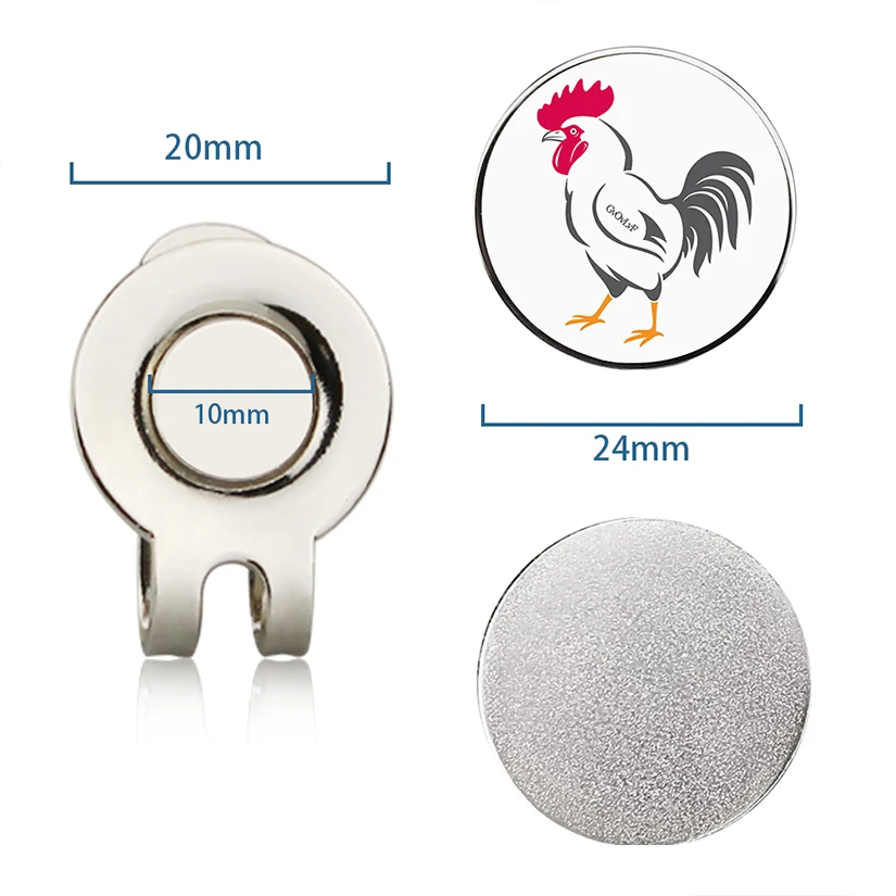 Golf Ball Marker Rooster pattern Golf Marker with Magnetic Hat Clip Novelty Gift Gifts for Lovers Golfer Men Friends golf ball mark