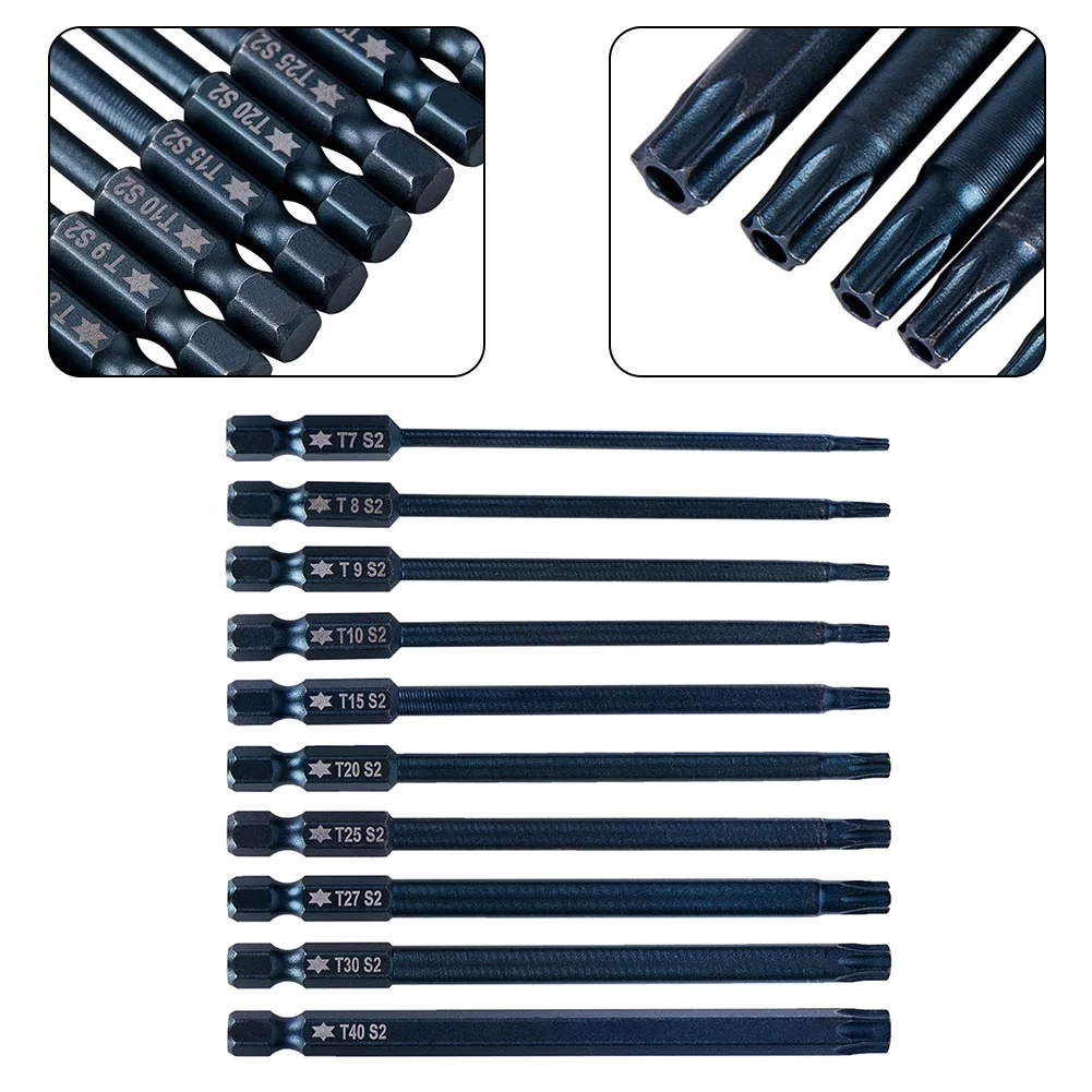 

Screwdriver Bit Hex Shank Magnetic Hollow Torx Screwdriver Bits Set 100mm Blue 1/4 Inch T7 T8 T9 T10 T15 T20 T25 T27 T30 T40