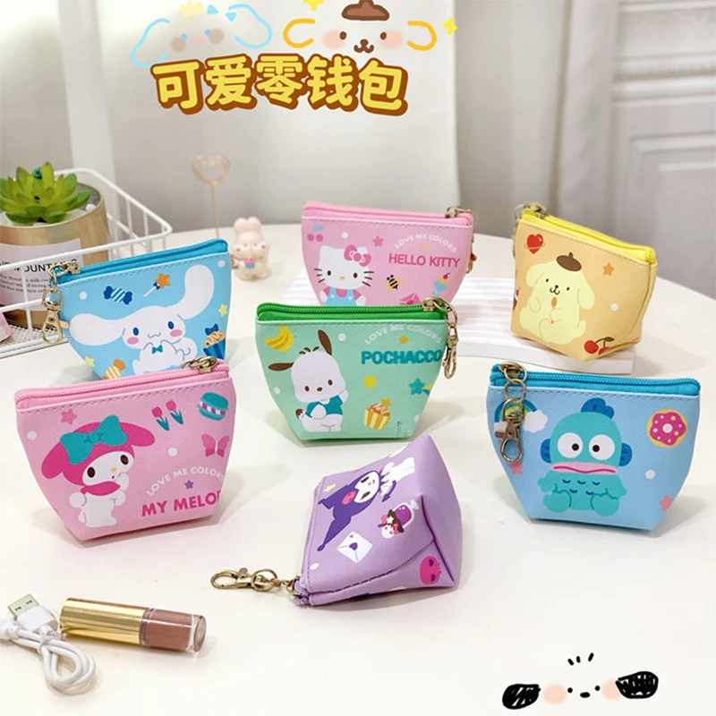 

Новинка 2024, кошелек Hello Kitty Y2K Sanrio Kawaii Anime Kuromi My Melody Hangyodon, сумка для монет, милая женская сумка в виде сердца