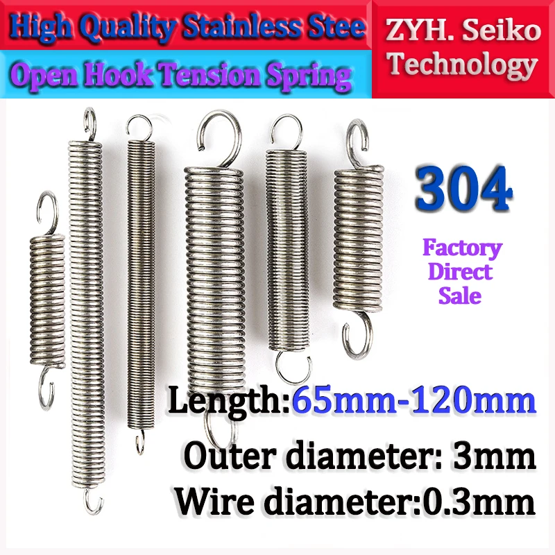 thumbnail image 2 of 5pcs Length 30-60mm Tension Spring With Hooks Wire Dia 1.2mm Outer Dia 2 of 11