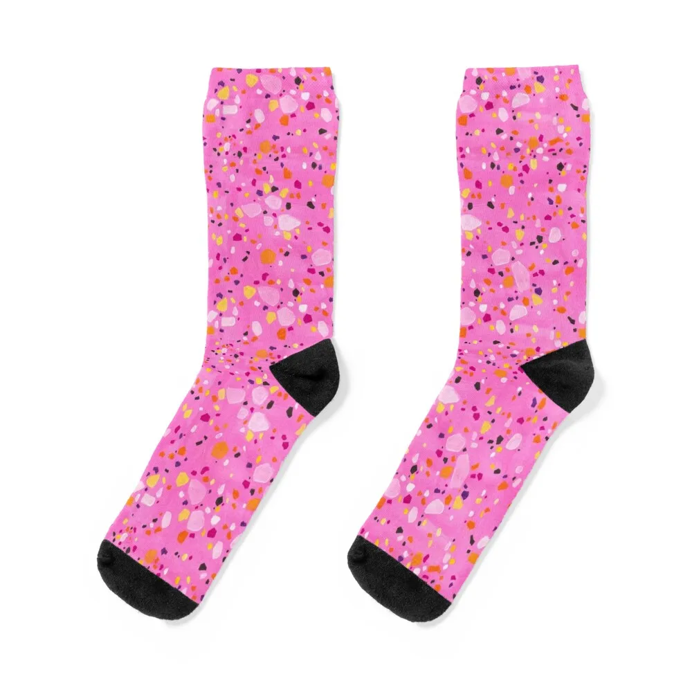 

Pink Terrazzo Socks heated snow happy Socks Man Women's