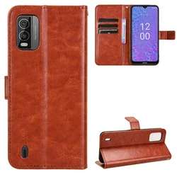 Leather Flip Case Wallet with Card Slots & Kickstand for Nokia XR21 (Brown)