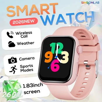 Nuovo Smartwatch 2026 con Schermo AMOLED da 1,83'' per Android/iOS, Chiamate Bluetooth, Assistente Vocale, Giochi, Regalo per Uomini e Donne