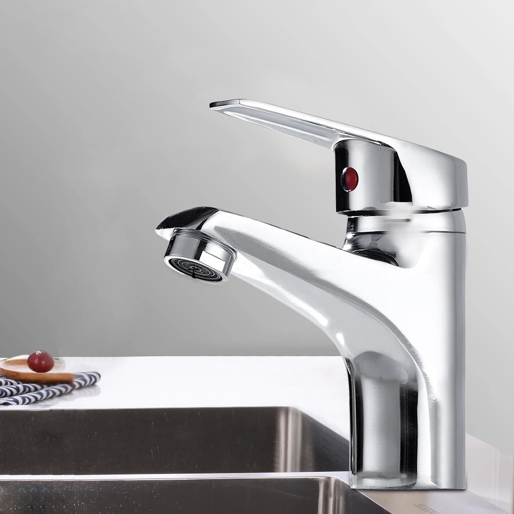 Brass Chrome Finish Bathroom Sink Faucet Single Lever