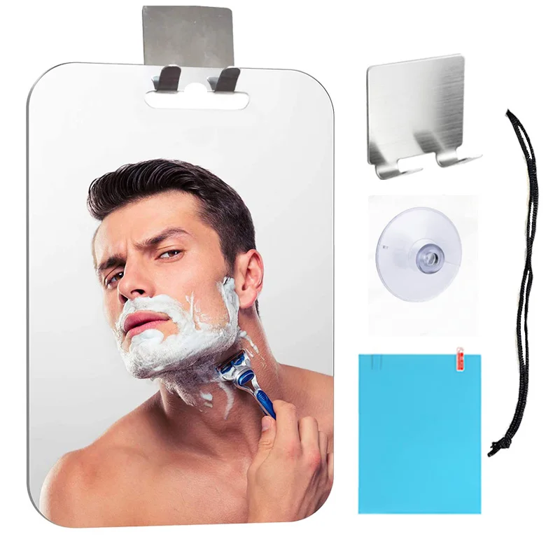 Acrylic Mirror Set Big Size Anti Fog Mirror for Bathroom Shower Shaving Washroom Fogless Fog Free Travel Non-Slip Stand