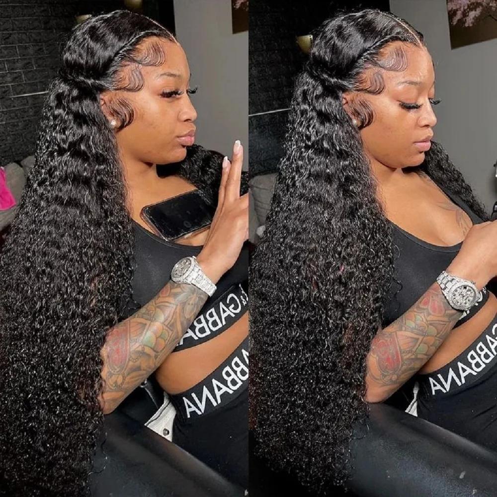 32인치 워터 웨이브 레이스 프론트 가발 인모 13x4 딥 파트 곱슬 가발 여성용 200 밀도 워터 웨이브 프론탈 가발