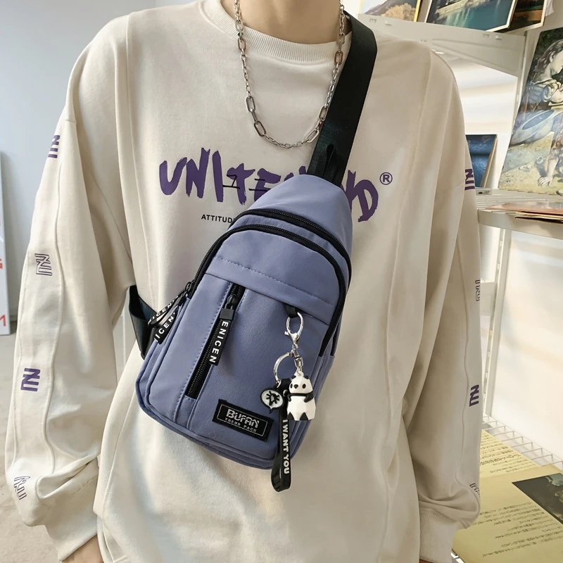New Young Backpack Multi Pocket Backpacks with Accessories Canvas Casual Solid Color Shoulder Bag Women Waterproof Chest Bag Sac