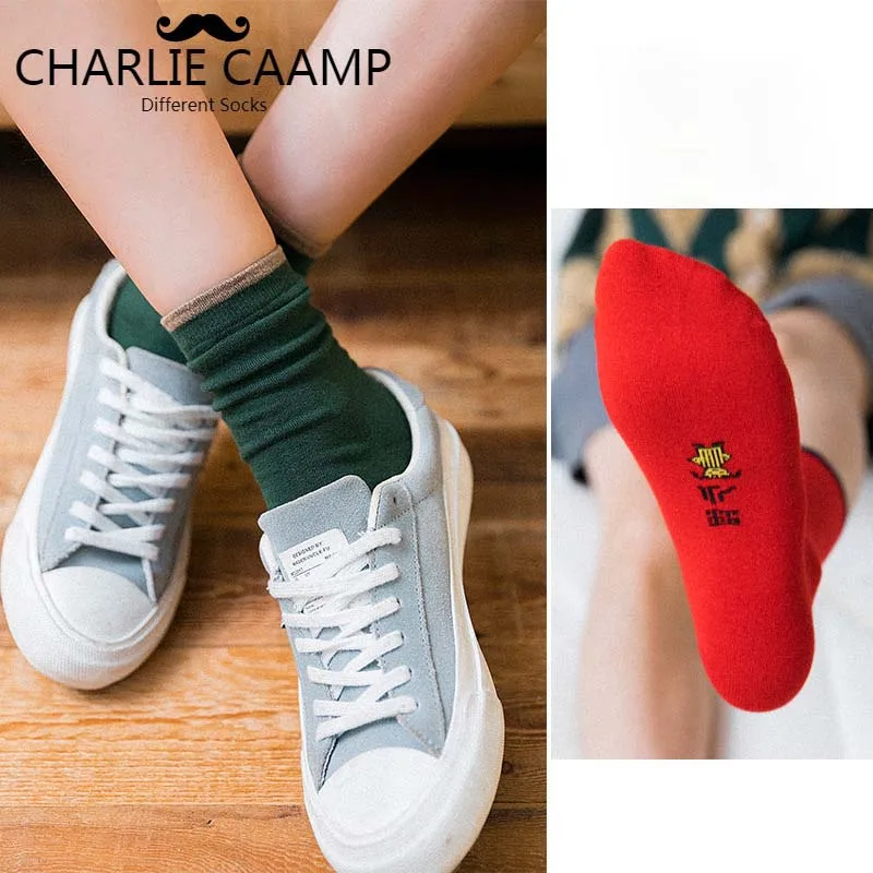 

Женские Модные хлопковые носки E151, повседневные свободные цветные носки в стиле Харадзюку с надписью «step On The Villain», Осень-зима