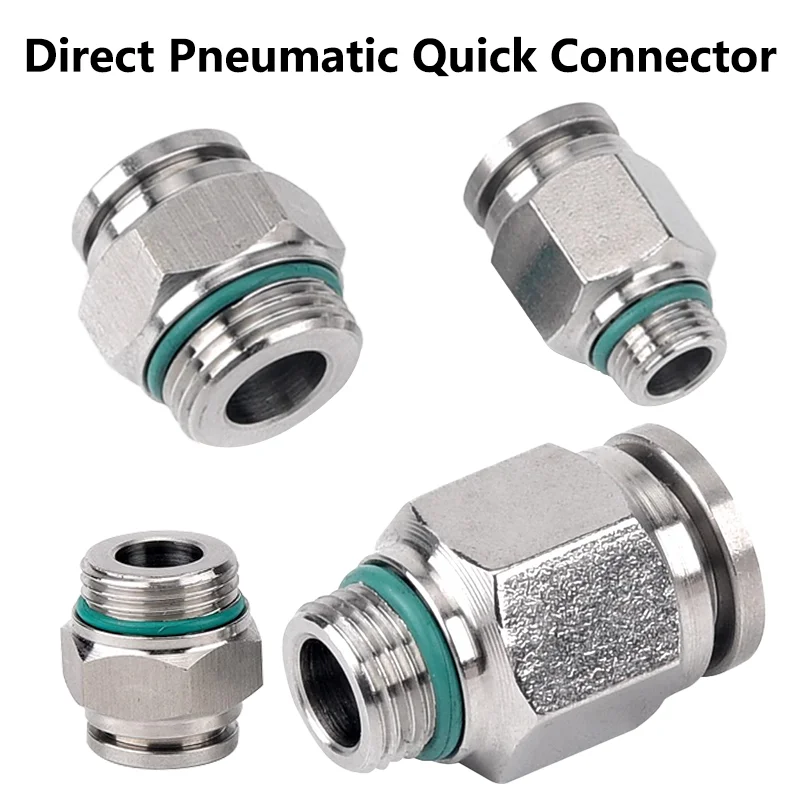 PC-G 1/8 1/4 3/8 1/2เกลียวนอกตรง-ผ่านนิวเมติกหัวต่อคอมพิวเตอร์304สแตนเลส4 6 8 10มม. ที่ต่อสายยาง 1