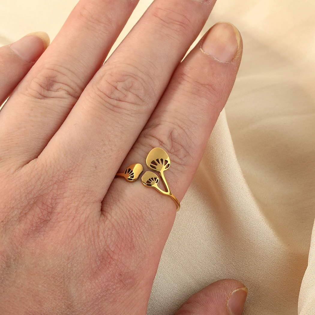 Anillo Geométrico de Flor y Hoja Vintage (Acero Inoxidable Dorado) S20305b331d1c4169ad8e47d490cd8596U
