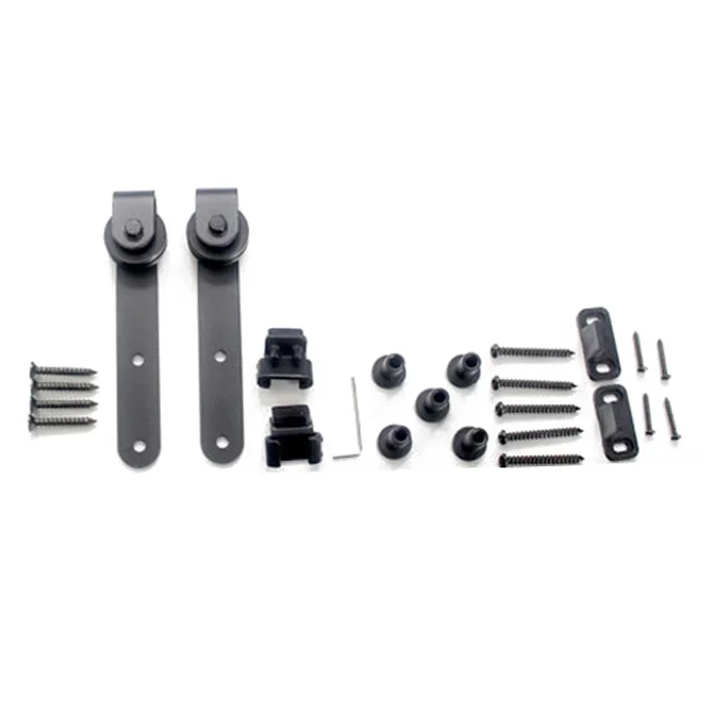 Mini Smooth Silent Sliding Barn Door Roller Track Rail Kit Hardware Cabinet Hanging Set  With Hex Wrench Hardware Accessories