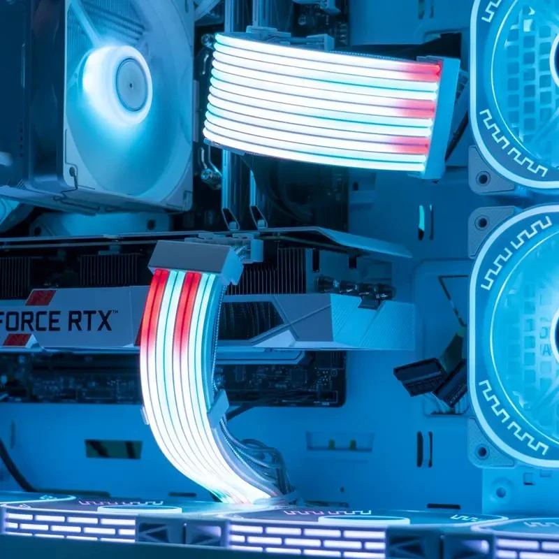 Cabo de Extensão Gpu Argb Plus Rainbow Neon Line Led Light Cover Atx 24pin 8pin Extensor 3x8pin Cabo Não Lian li Stimer Plus - Imagem 2