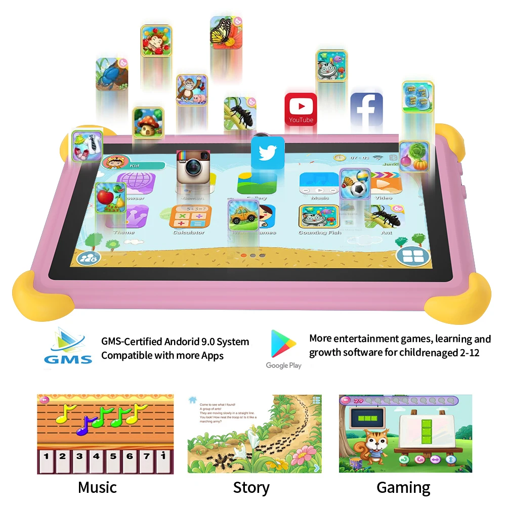 New Kids' Tablet 7 Inch children's tablet 4GB RAM  64GB ROM Android Learning and education Tablet, Google Play 5G WiFi tablet 2
