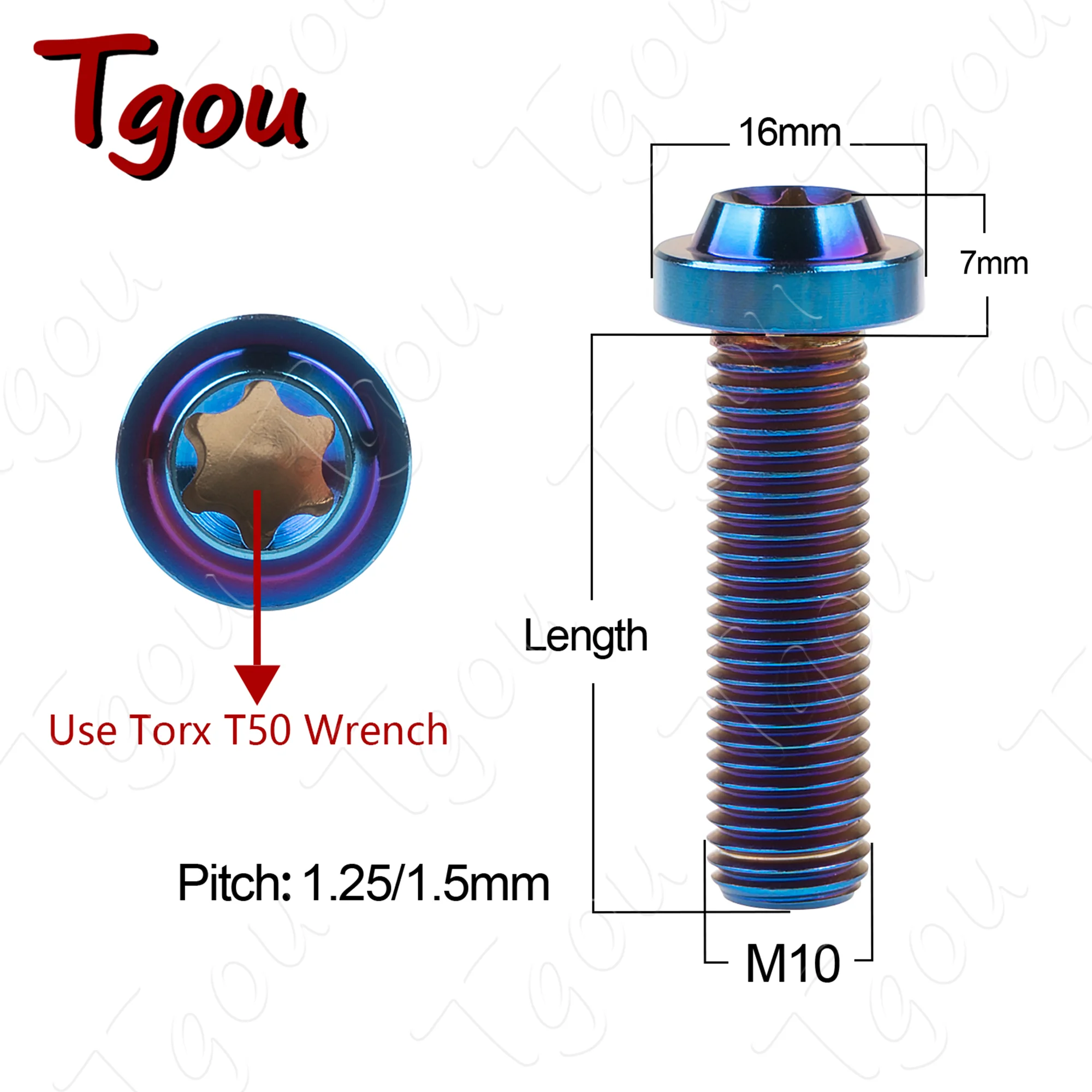 Premium Titanium Bolt with Plummer Head and Torx T45 for Motorcycle and Car Applications
