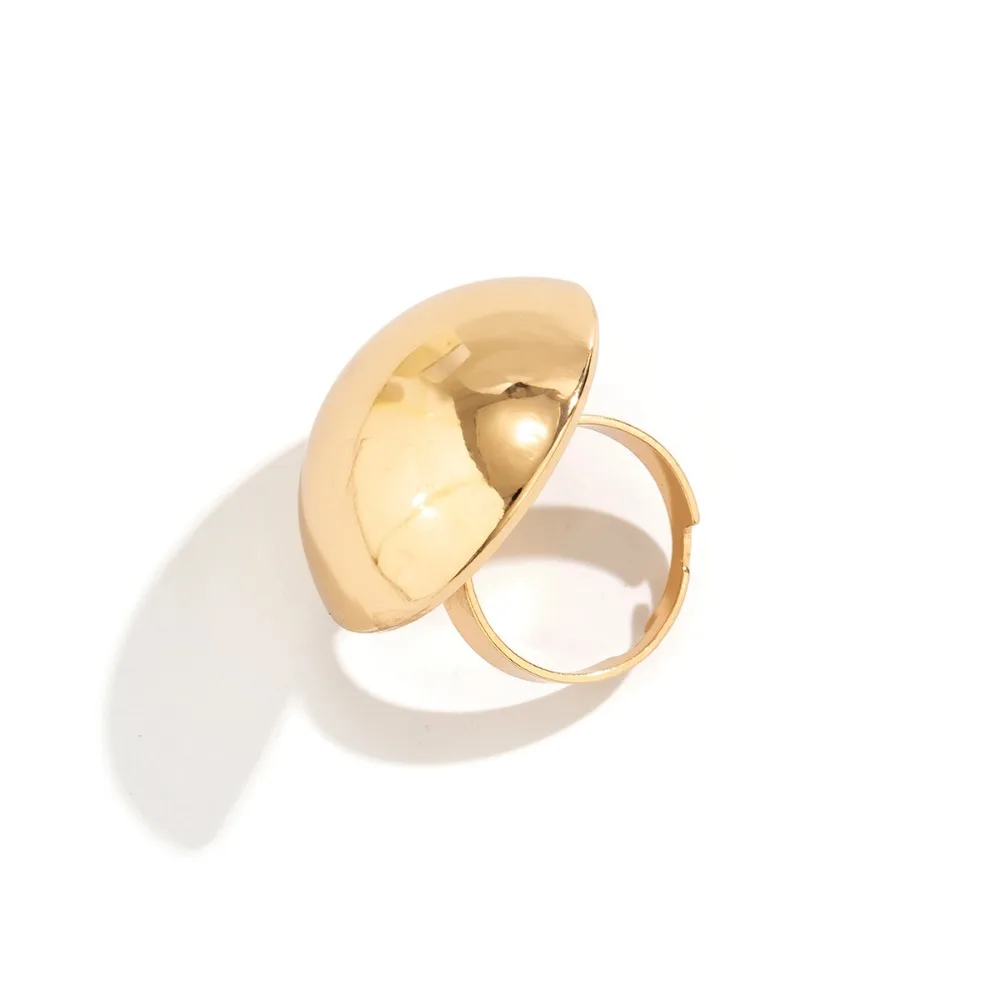 Anelli in Acciaio Inossidabile a Mezza Sfera Liscia Oversize, Semplici ed Eleganti, per Donne, Gioielli Irregolari per Banchetti e Feste, Regali - immagine 6