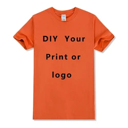 Personalized 100% Cotton Custom Print T-Shirt - Unisex Short Sleeve Graphic Tee - S (Orange)