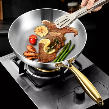 316 Stainless Steel Nonstick Frying Pan Wok 2