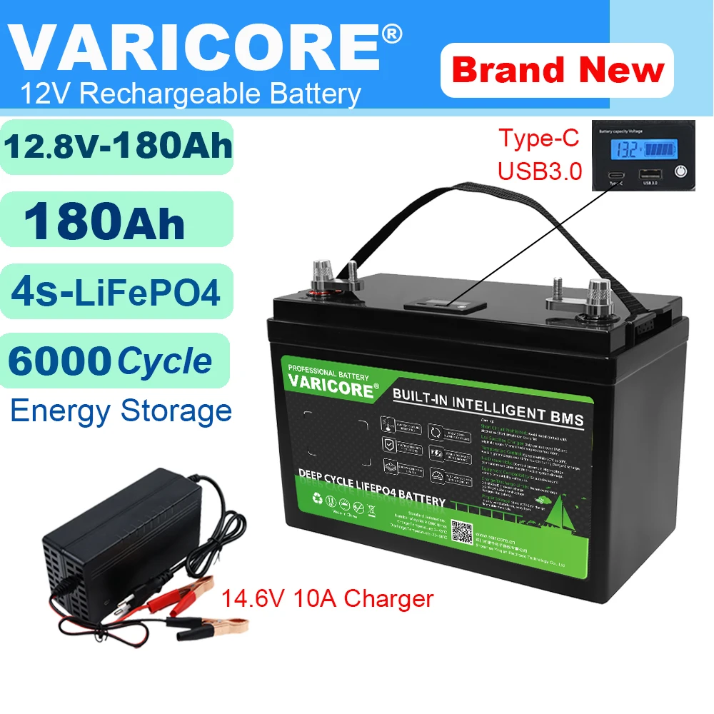 Rechargeable Lithium Batteries 12.8V 340ah 310ah 120AH LiFePO4 Battery 12V Lithium Iron Phosphate Batteries Cycles Touring car 14.6V Charger