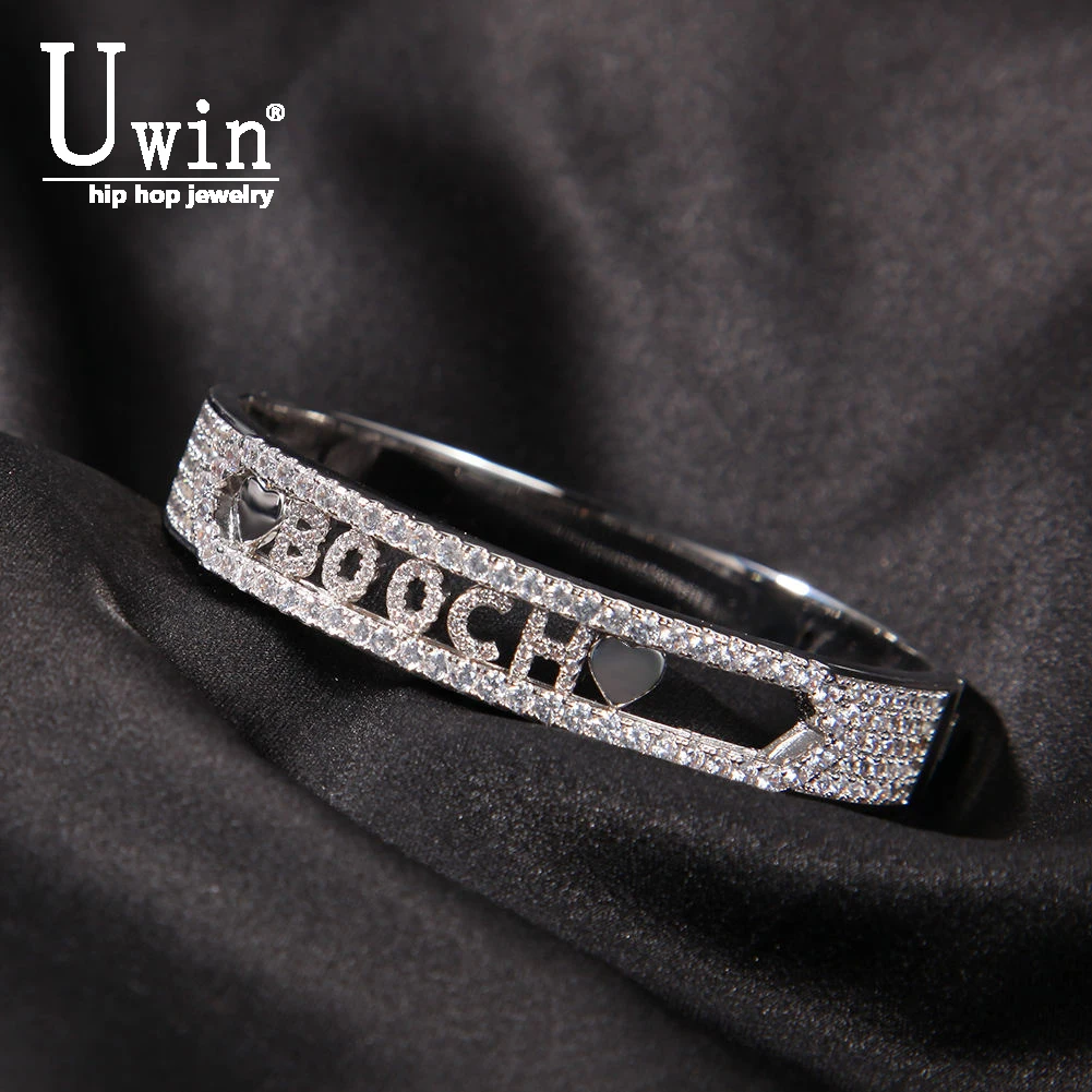 

Uwin DIY Letters Name Bracelet Upgrade Better Copper Iced Out CZ Bracelet Gold Silver Color Luxury Drop Shipping For Gift