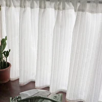 White Kitchen Sheer Valance Curtains Voile Sheer Cafe Window Curtain for Farmhouse Country Light Filtering 1 Panel Bubble Design 2