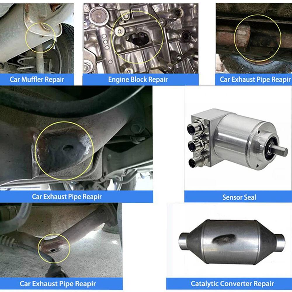 75/150g Metel Exhaust System Paste Car Pipes Repair Sealant High Temperature Pipe Glue Air Leaks Plugging Repair Adhesive Filler 6