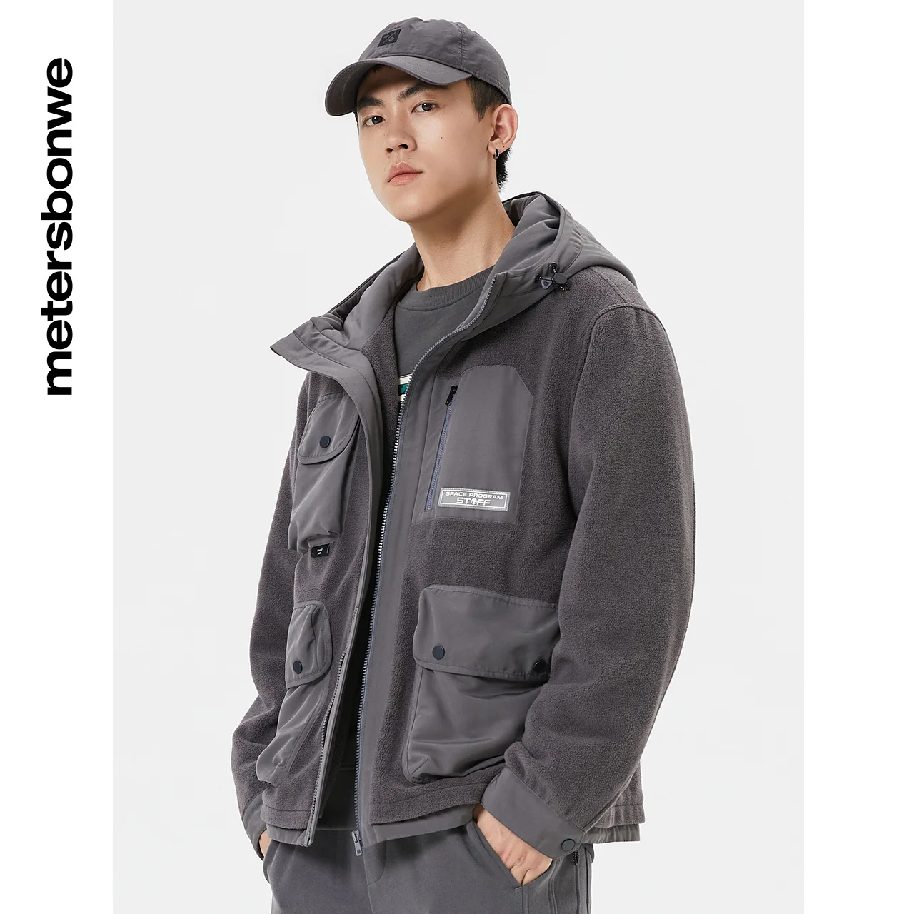 Metersbonwe Cotton Jacket Men Winter New Fashion Warm Fleece Work Clothes Pocket Cotton Jacket Loose Jacket Brand High Quality