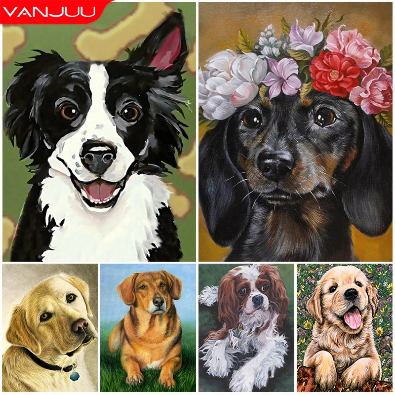 

Dog 5D DIY Diamond Painting Funny Face Cross Stitch Diamond Embroidery Painting Animal Full Diamond Mosaic Home Decor Gift