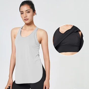 Women's Built-in Bra One Piece Yoga Tank Top Quick Dry Breathable Sleeveless Sports Top for Running Gym Workout Fitness 1