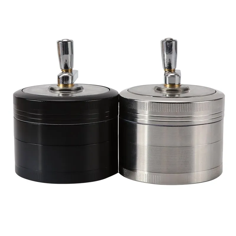 

Hand Crank Tobacco Mill Grinder Zinc Alloy Crusher 4Parts 60MM Pipe Smoking Grinder Herb For Cigarette Accessories