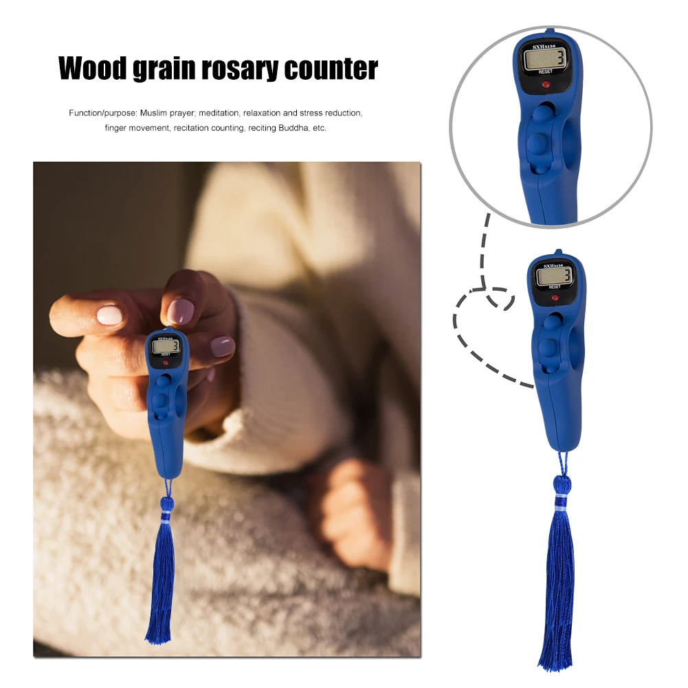 2038P Portable Handheld Digital Beads Counter Relaxation Game  LCD Digital Tassel Rosary Counter for Muslim Prayer