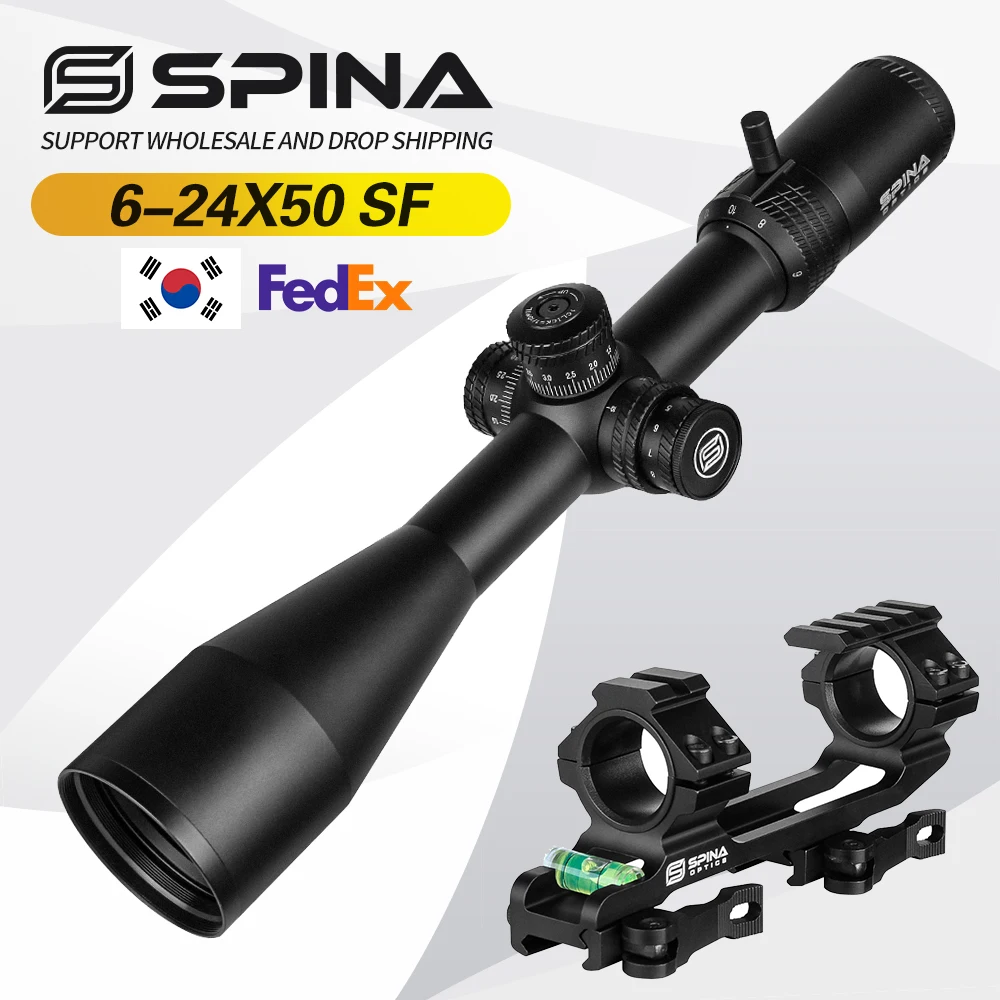 

Spina Optics 6-24x50SF Optical Sight Hunting Riflescope Optical Rifle Scope Side Parallax Long Range Rifles Sight for Real Rifle