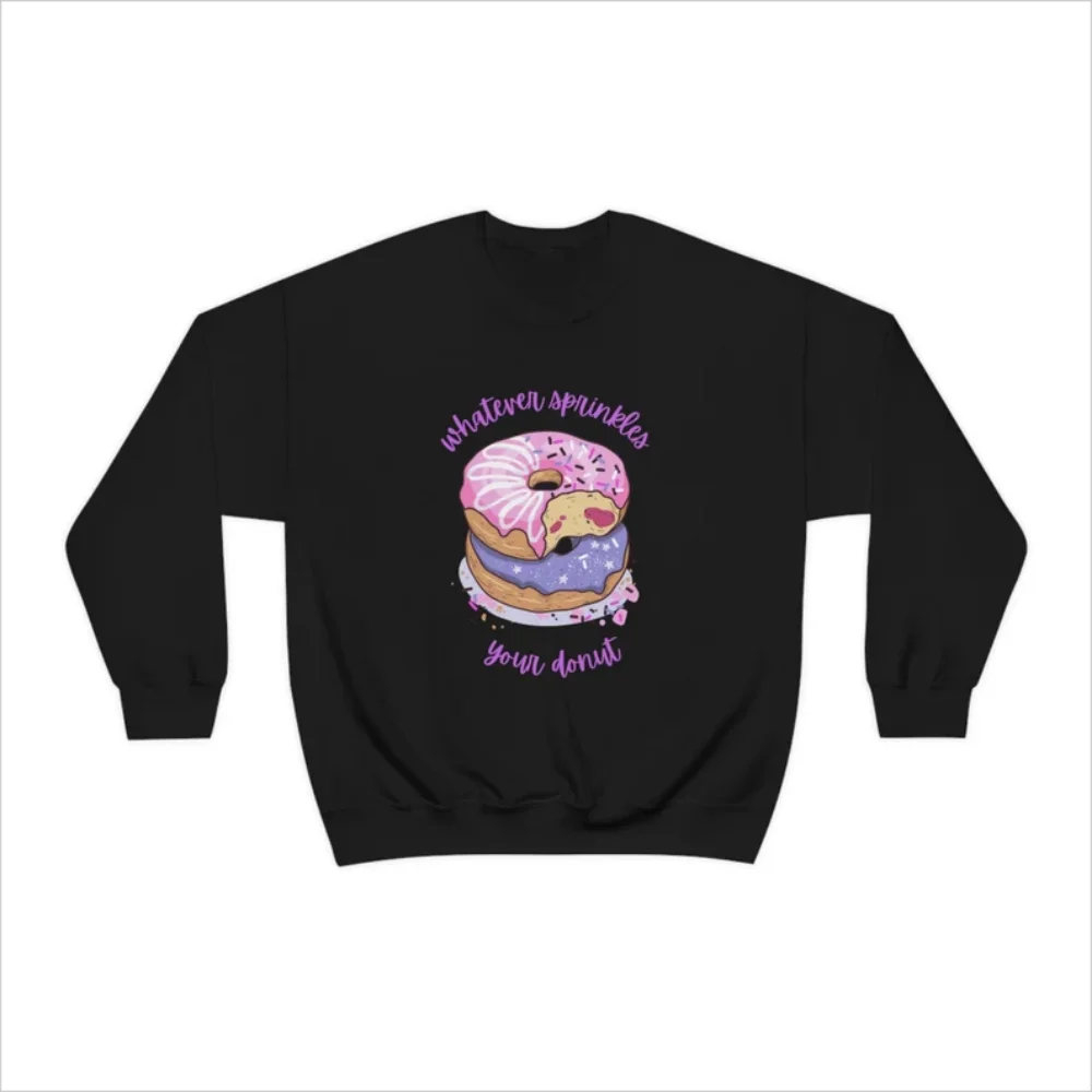 Whatever Sprinkles Your Donut Crewneck Sweatshirt Funny Preppy Style Pullover Women Clothing Winter