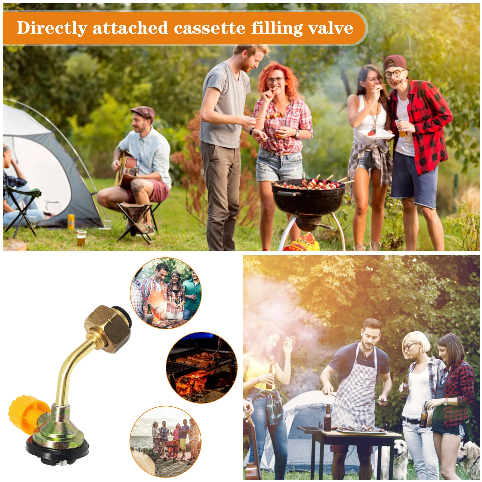 1pcs Cassette Butane Inflation Valve Direct Connection Gas Inflate Kit Camping Butane Gas Refillable Cylinder Inflation Adapter