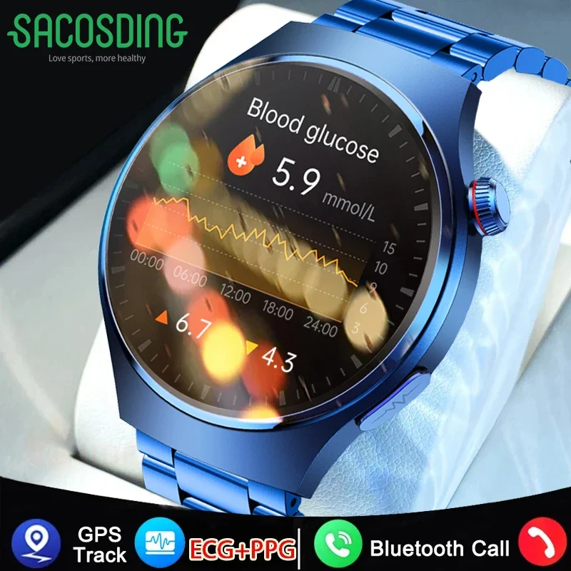 Amoled Smart Watches For Men Ecg Ppg Temperatura Corporea Blood Sugar Health Tracker Bluetooth Call Smartwatch Per Xiaomi Huawei