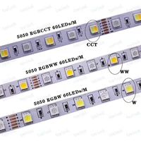 SMD 5050 RGB LED Strip Waterproof 5M 300LED DC 12V 24V CCT RGBCCT  RGBW RGBWW WHITE WARM WHITE NW Fita LED Light Strips Flexible 2