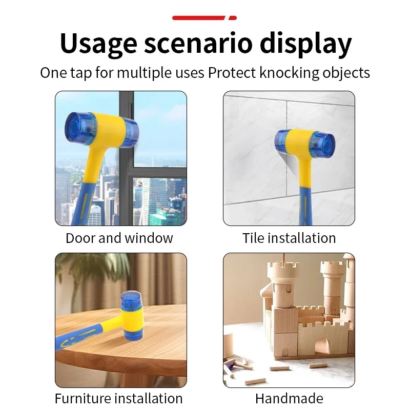 Installation Hammer Rubber Hammer Double Head Rubber Handle Removable Isolated Installation 25mm-45mm
