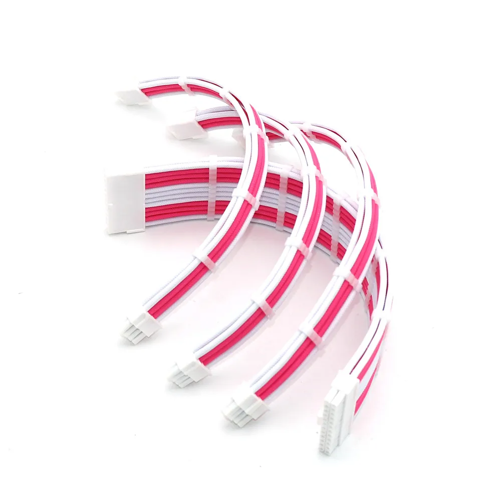 Angitu Bend Psu Extension Cabo Kit 1x24pin1x Cpu at 8pin4 Mais 4p 2x Gpu 86 Mais 2pin Pcie 180 Graus Curva Interna 20cm 30cm