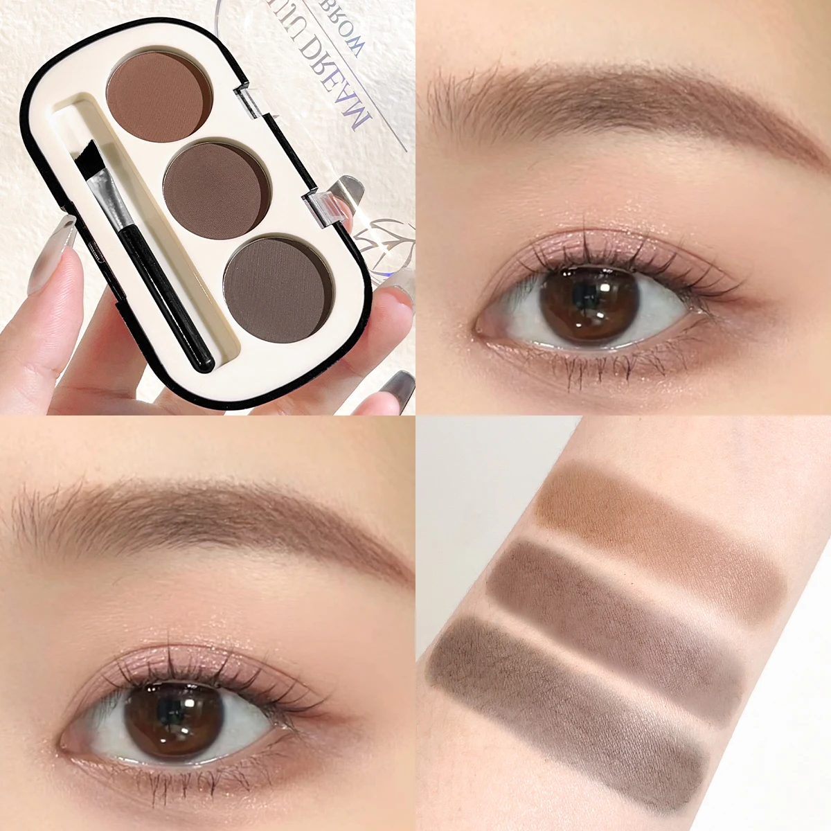Three-color eyebrow powder pan eyebrow cream lasting waterproof and sweat-proof beginner eyebrow powder female 2