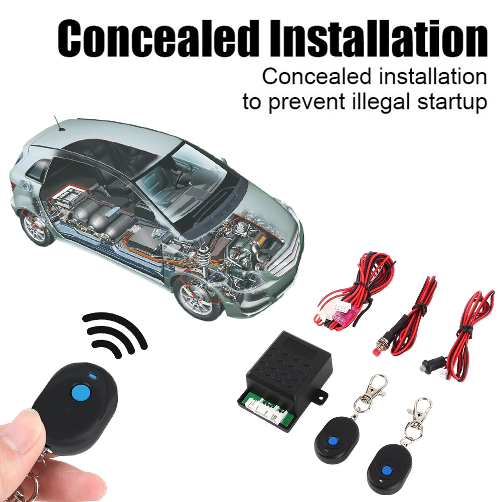 Car Anti Theft System Universal Auto Unlock Immobilizer Device 12V Car Circuit Cut Off Device with 2 Remote Controller