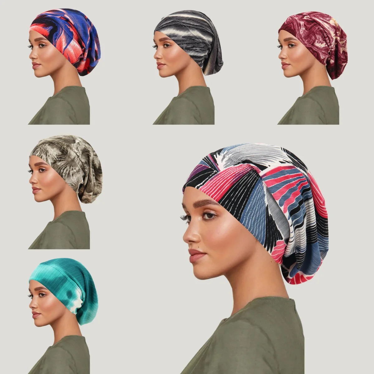 2026 New Tie-dye Hair Cover Cap Luxury Lace Muslim Turban Hat Women Chemo Cap H…