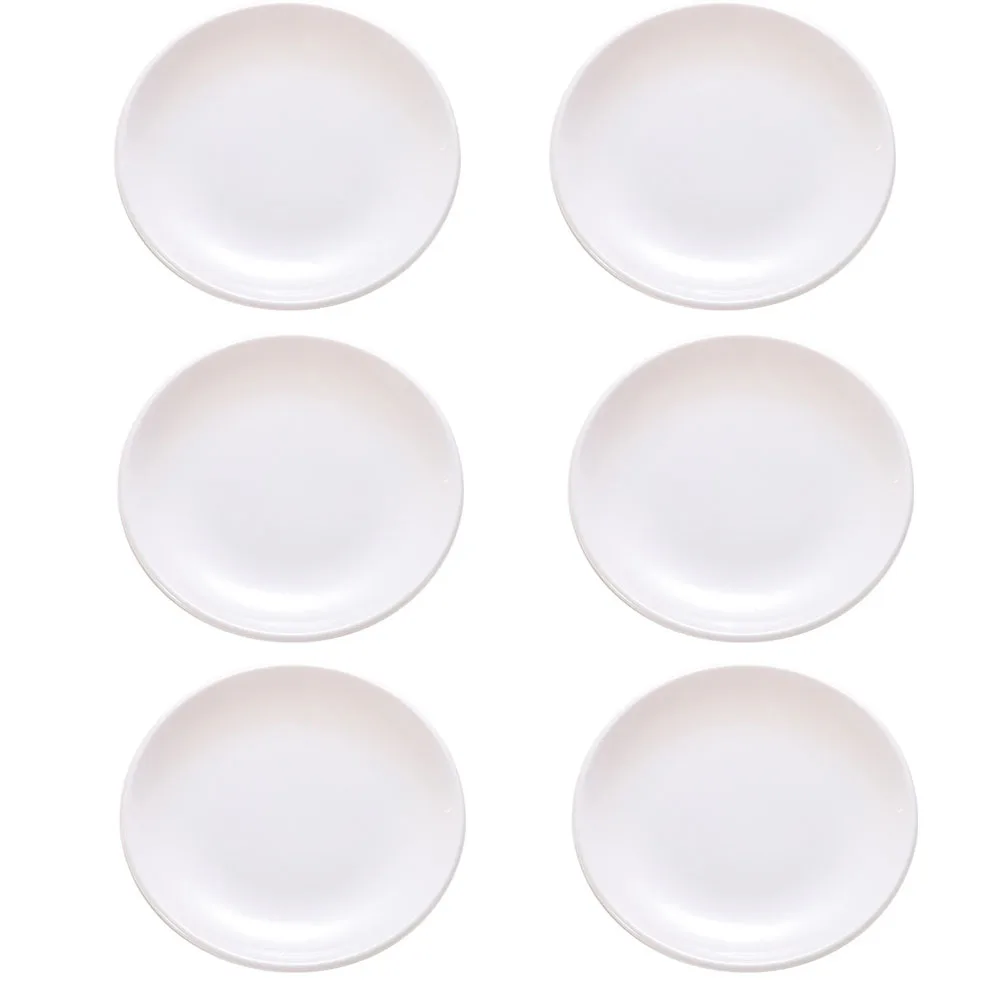 6 Pack Food Serving Dishes Plates Melamine Plates Set Snacks Appetizer-White